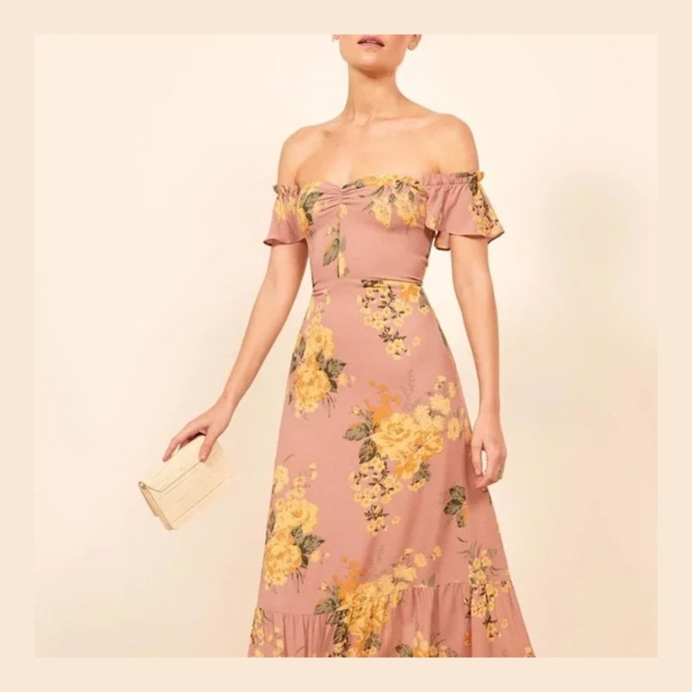 Reformation Butterfly Midi Dress – Gwyneth Dusty Pink Floral, Size 2, Like New - Picture 3 of 15